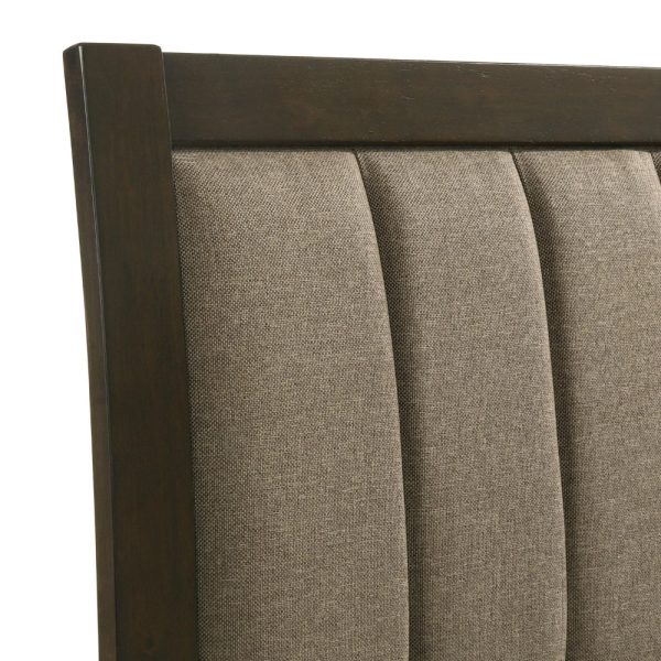 Wily Twin Size Bed, Channel Tufted Upholstered Headboard, Dark Brown For Sale - Image 4