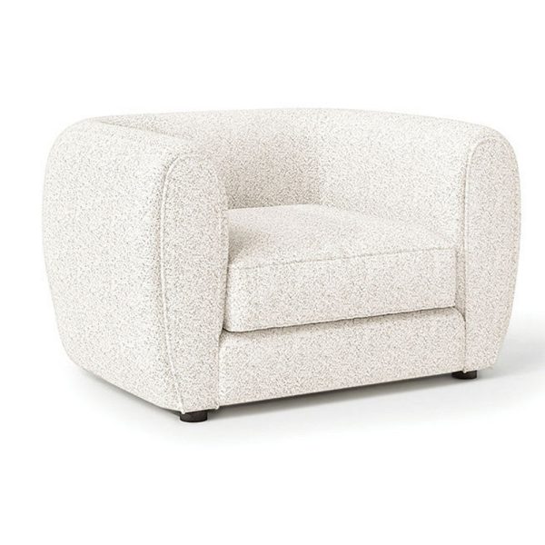 Dly Accent Chair, Tuxedo Style Arms, Plush White Boucle Cushions Hot on Sale