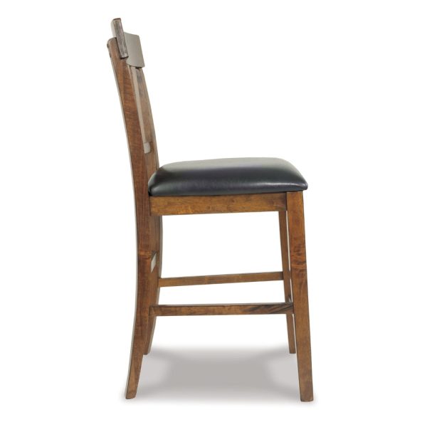 Ashley Raly Counter Height Chair Set of 2 | Brown Faux Leather | Slatted Back Cheap - Image 4