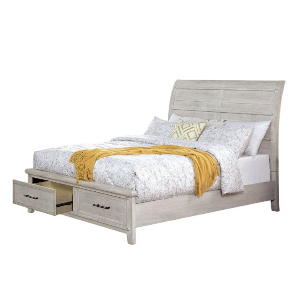 Allen 4pc Queen Size Bed Set, Nightstand and Dresser, White Solid Wood For Sale - Image 2