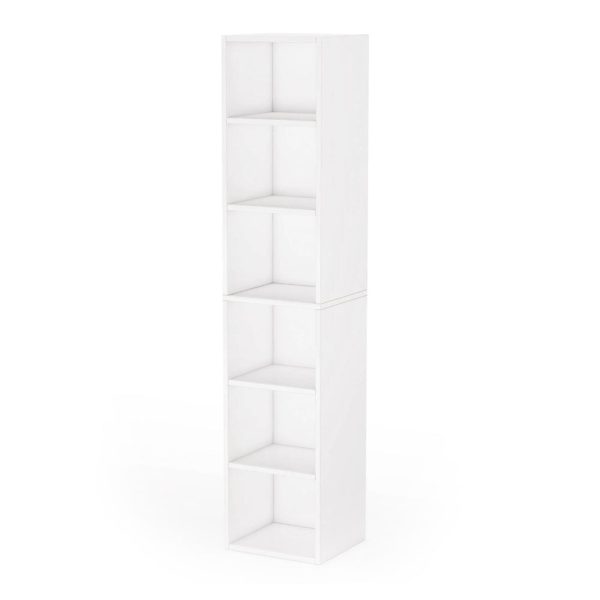 Accent Corner Bookcase, 6 Tier Cube Shelves, White MDF Frame, 71 Inch Online now - Image 2