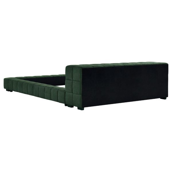 Jimo King Platform Bed, Grid Tufted Frame, Emerald Green Upholstery Fashion - Image 3