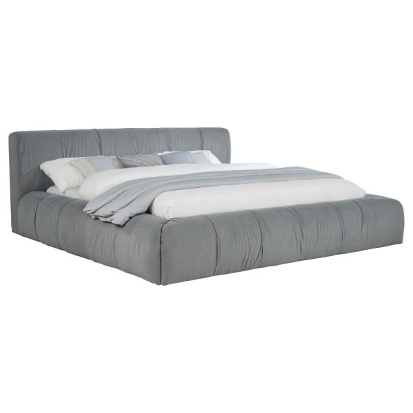 Limo California King Platform Bed, Gray Upholstered Frame, Low Profile Cheap - Image 2