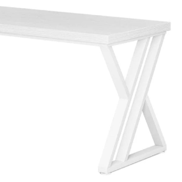 Computer Office Desk, 55 Inch White Top, Modern Z Shaped Metal Base Cheap - Image 3