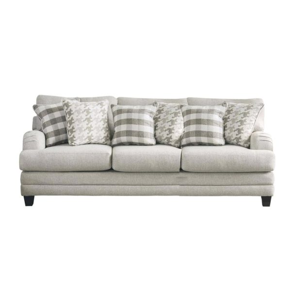 Muy 2pc Sofa and Loveseat Set w 9 Pillows, Wingback, Light Gray Fabric on Sale - Image 3