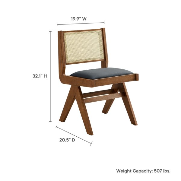 Thera Vegan Leather and Cane Dining Side Chairs Set of 2 by Modway Online Hot Sale - Image 3