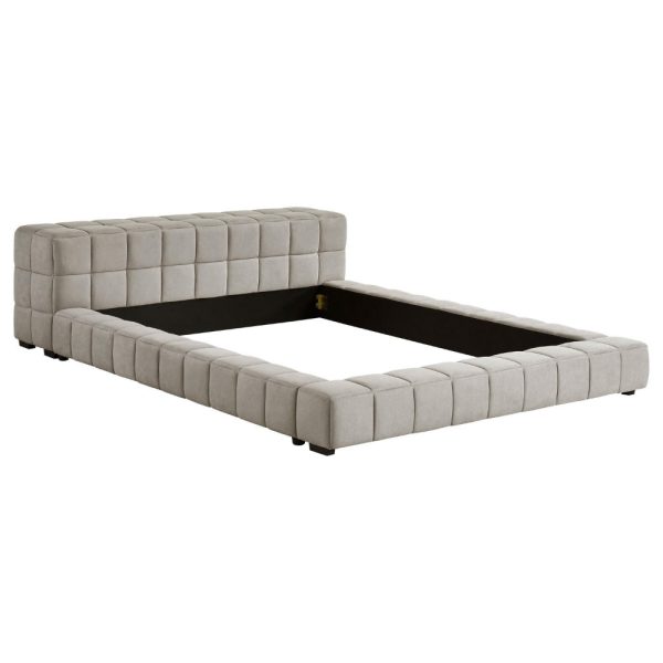Jimo California King Platform Bed, Grid Tufted, Taupe Brown Upholstery Online Hot Sale