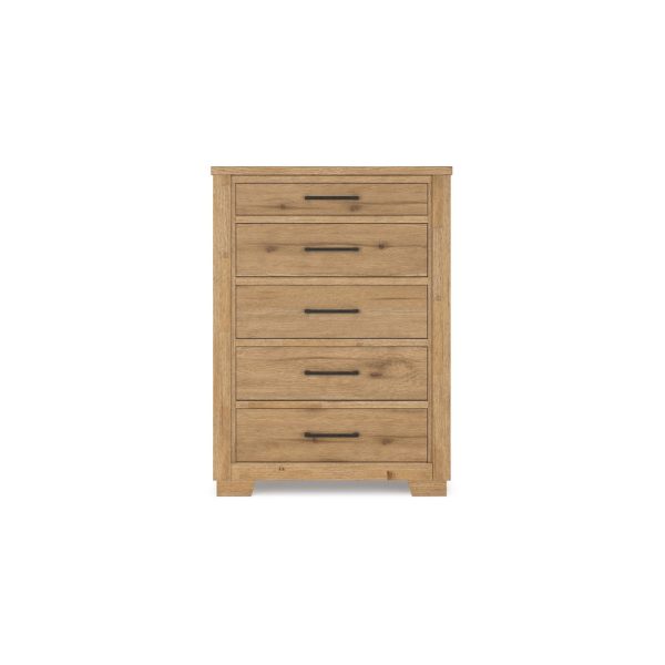 Ashley Dani Tall Dresser Chest | 5 Drawer | 58  Rustic Brown Solid Hardwood Online now - Image 2