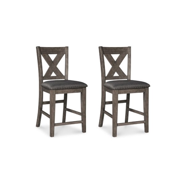 Ashley Caity Counter Height Chair Set of 2 | Gray Acacia Wood | X Shaped Back Online Sale