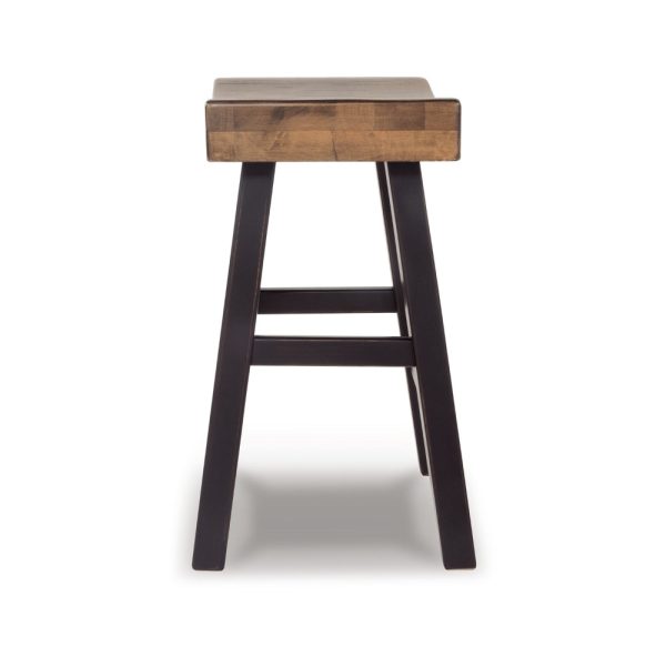 Ashley Osco Counter Height Stool Set of 2 | Black Brown Solid Wood Saddle Hot on Sale - Image 3
