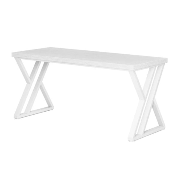Computer Office Desk, 55 Inch White Top, Modern Z Shaped Metal Base Cheap - Image 2