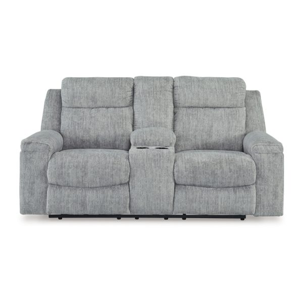 Ashley Benson Manual Double Reclining Loveseat | Gray Polyester | 78  For Discount - Image 2