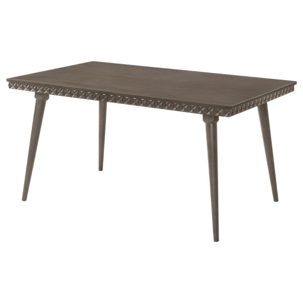 Nolan Dining Table, Dark Brown Hardwood, Rectangular 59 Inch Top For Discount - Image 4