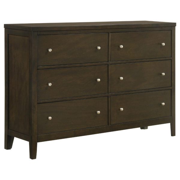 Wily 4pc Twin Size Bedroom Set, Dresser Mirror, Dark Brown Upholstery Fashion - Image 4