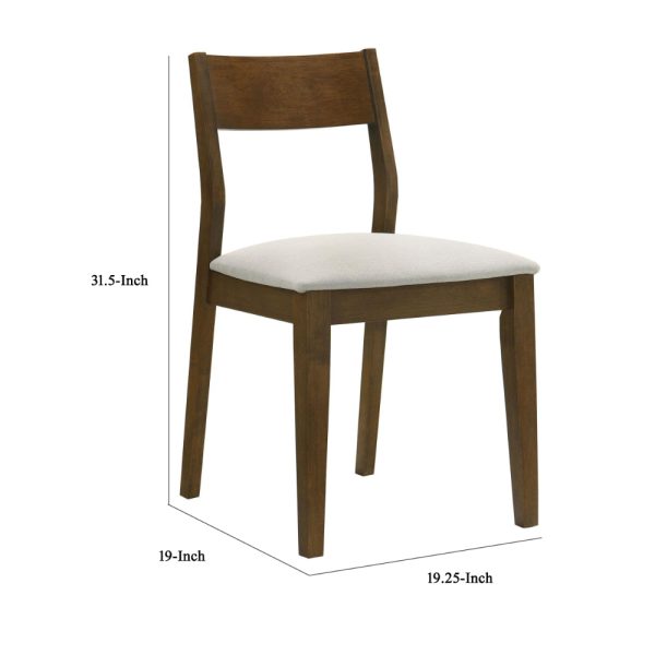 Montena Dining Chair Set of 2, White Fabric Seat, Dark Brown Wood Supply - Image 5