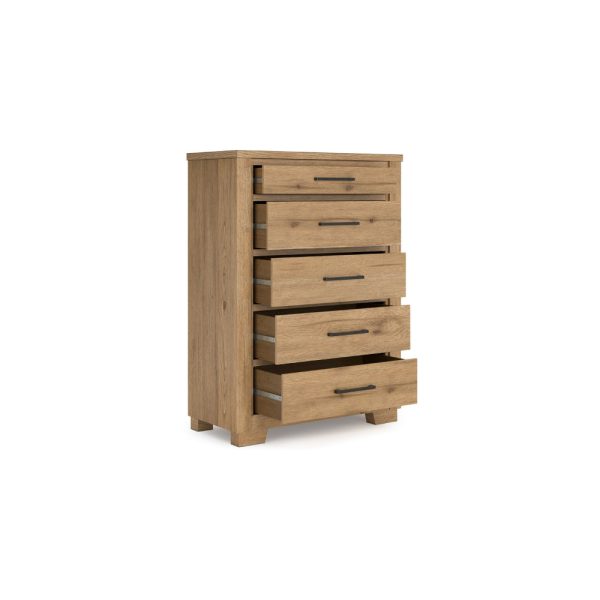 Ashley Dani Tall Dresser Chest | 5 Drawer | 58  Rustic Brown Solid Hardwood Online now - Image 3