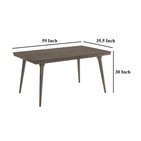 Nolan Dining Table, Dark Brown Hardwood, Rectangular 59 Inch Top For Discount - Image 5