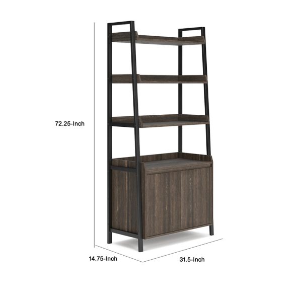 Ashley Zeny Bookcase | 4 Open Shelves with Lower Cabinet | 72  Dark Brown Online - Image 5