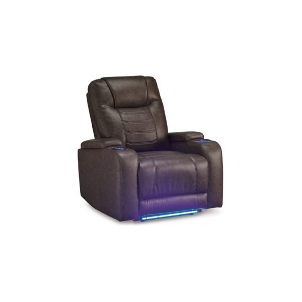 Ashley Scon Power Recliner Chair | 37  | LED Light | Brown Faux Leather For Sale