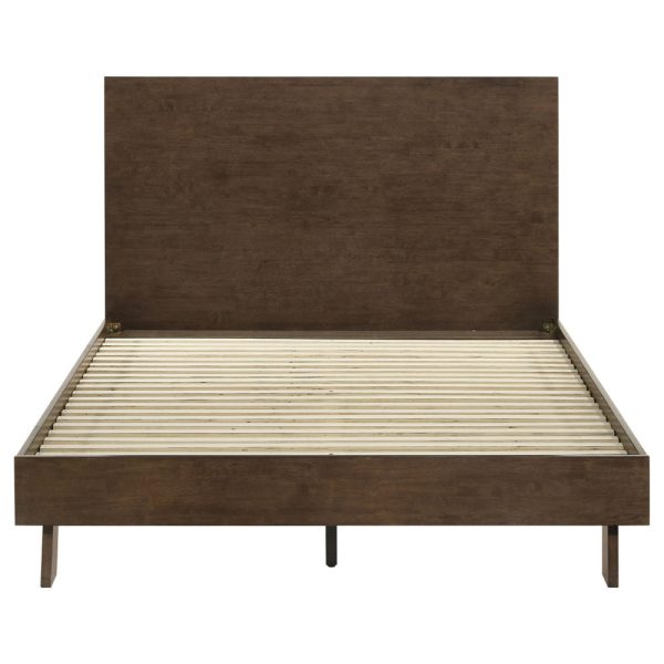 Genu Queen Platform Bed, Panel Headboard, Warm Walnut Brown Wood For Discount - Image 3