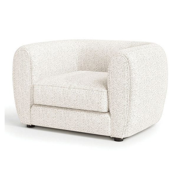 Dly Accent Chair, Tuxedo Style Arms, Plush White Boucle Cushions Hot on Sale - Image 2