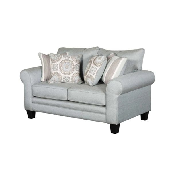 Tyea 2pc Sofa and Loveseat Set w 8 Accent Pillows, Blue Gray Fabric Cheap - Image 3