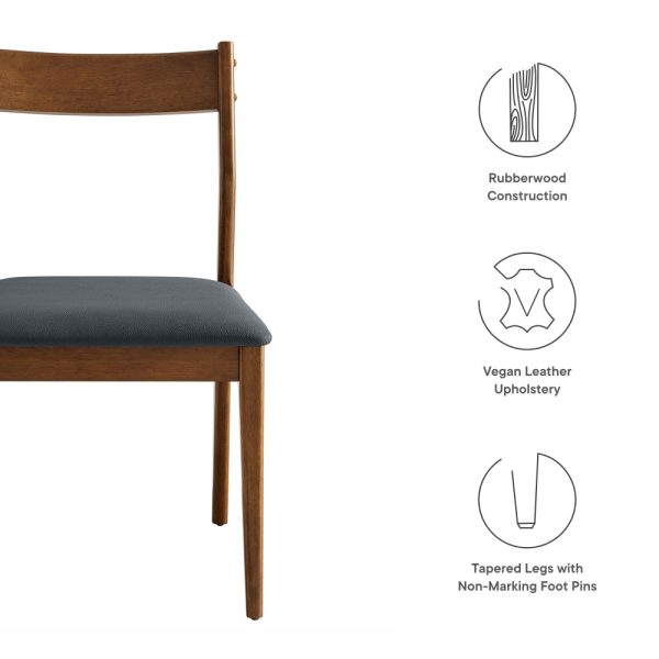 Solara Vegan Leather Wood Dining Side Chairs Set of 2 by Modway Sale - Image 3