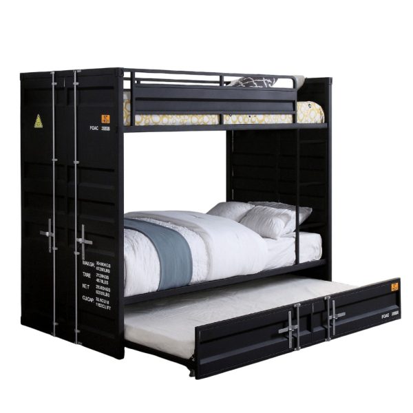 Ariel Twin Over Twin Bunk Bed, Built in Ladder, Guardrails, Black For Cheap - Image 2