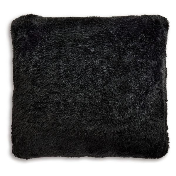 Ashley Dift Square Accent Throw Pillow | 20  | Black Faux Rabbit Fur Face For Discount