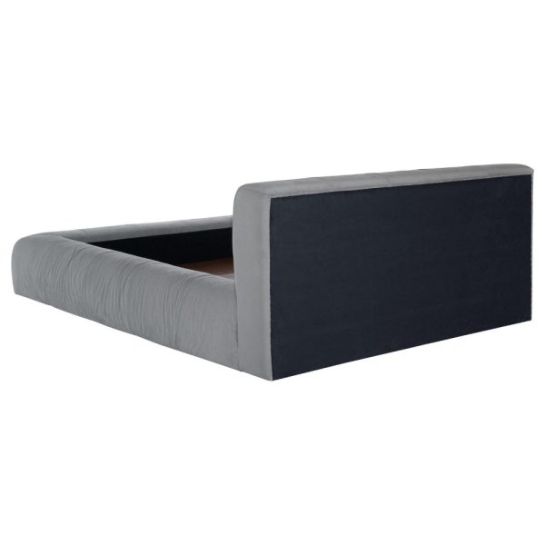Limo Queen Platform Bed, Gray Upholstered Pleated Frame, Low Profile Sale - Image 3