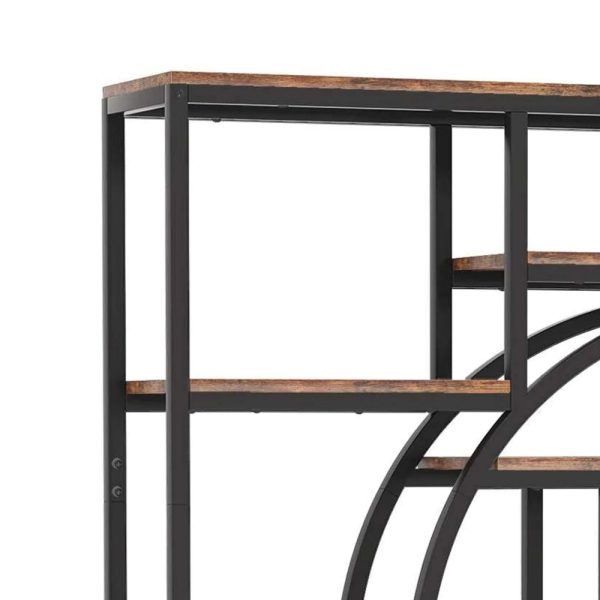 Bookshelf, 9 Tier Open Shelves, Brown MDF, Black Metal Frame, 69 Inch For Sale - Image 3