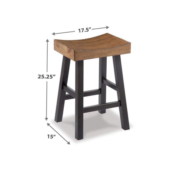 Ashley Osco Counter Height Stool Set of 2 | Black Brown Solid Wood Saddle Hot on Sale - Image 5