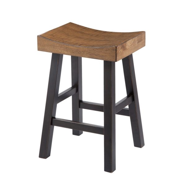 Ashley Osco Counter Height Stool Set of 2 | Black Brown Solid Wood Saddle Hot on Sale - Image 4