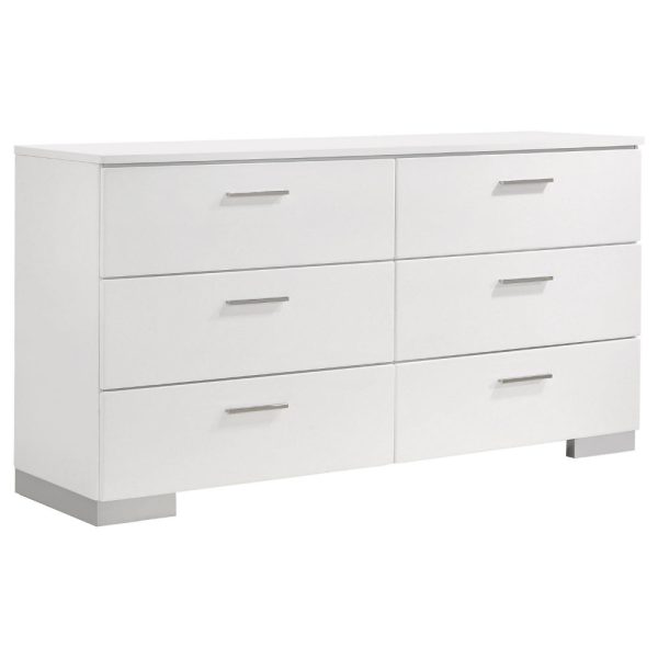 Sok 4pc Twin Size Bedroom Set, Modern White, LED Upholstered Headboard Online Sale - Image 4