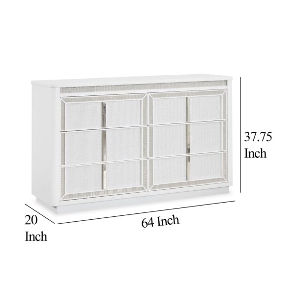 Ashley Canaal Wide Dresser | 6 Drawer | White Solid Wood | 64  | LED Light Online Hot Sale - Image 5