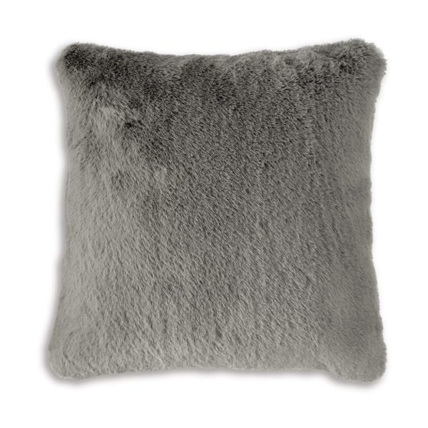 Ashley Dift Square Accent Throw Pillow | 20  | Dark Gray Faux Rabbit Fur For Discount