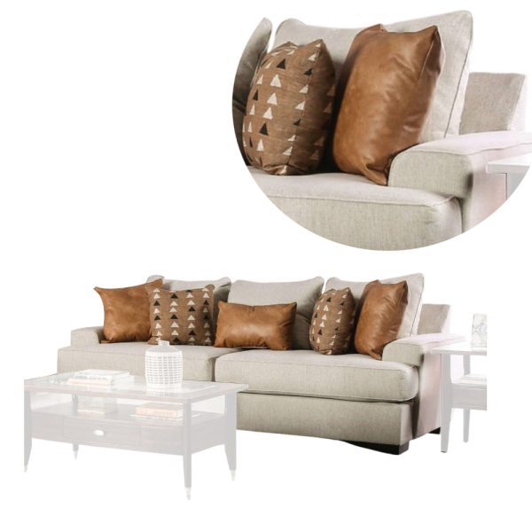 Adow Sofa,, 4 Accent PIllows 1 Lumbar, 101 Inch, Sand Caramel Online Hot Sale - Image 3