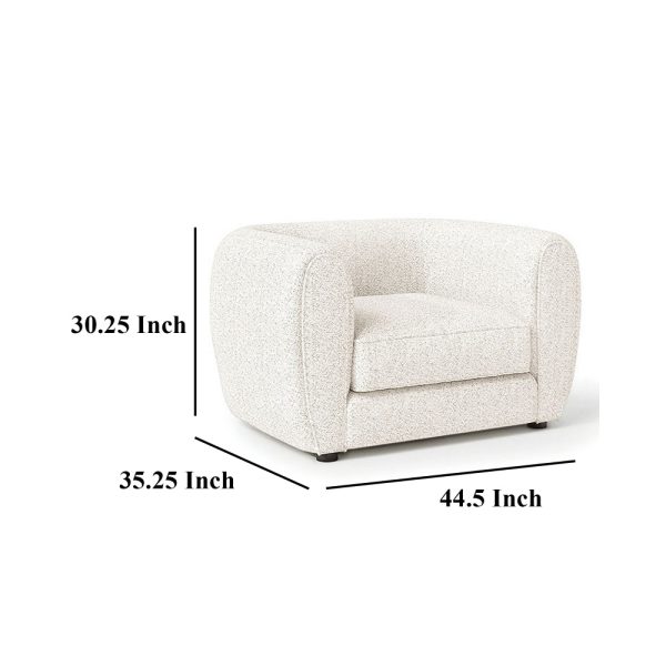 Dly Accent Chair, Tuxedo Style Arms, Plush White Boucle Cushions Hot on Sale - Image 5