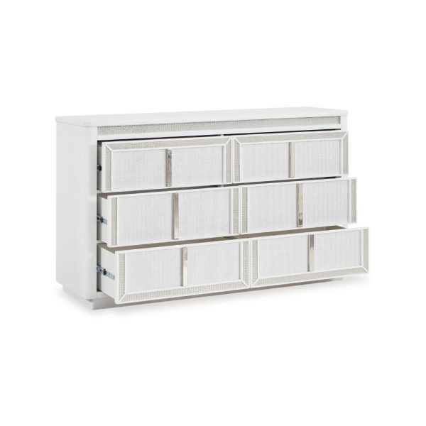 Ashley Canaal Wide Dresser | 6 Drawer | White Solid Wood | 64  | LED Light Online Hot Sale - Image 3
