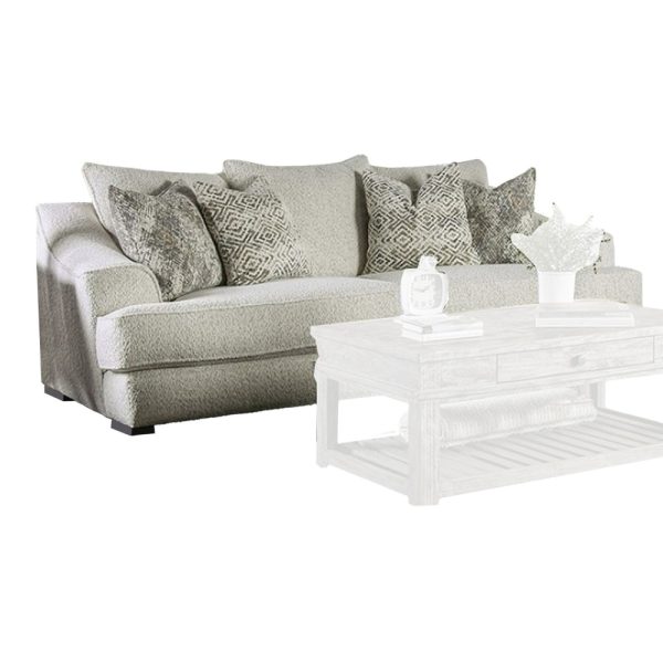 Syma Sofa, Ivory Boucle, 4 Throw Pillows, Sloped Track Arms, 102 Inch Hot on Sale