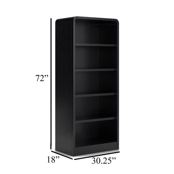 Ashley Robeck Large Bookcase | 5 Display Shelves | Classic 72  Black Wood For Sale - Image 5