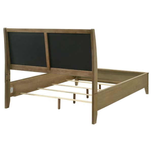 Heon California King Bed, Block Panel Headboard, Ivory Upholstery Online Hot Sale - Image 4