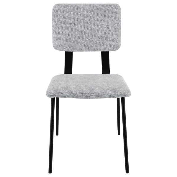 Kelli Dining Chair Set of 2, Gray Fabric Foam Cushions, Black Metal Online - Image 2