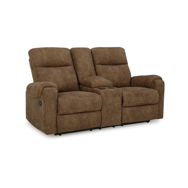 Ashley Woli Manual Recliner Loveseat | 75  | Classic Brown Faux Leather For Sale