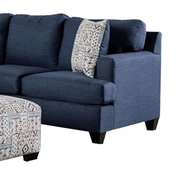 Lipa Sectional Sofa, Navy Blue Denim Like Fabric, 3 Pillows, 90 Inch Online Sale - Image 2