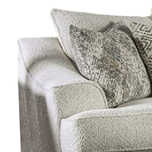 Syma Sofa, Ivory Boucle, 4 Throw Pillows, Sloped Track Arms, 102 Inch Hot on Sale - Image 3