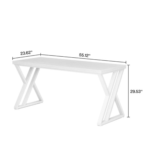 Computer Office Desk, 55 Inch White Top, Modern Z Shaped Metal Base Cheap - Image 5