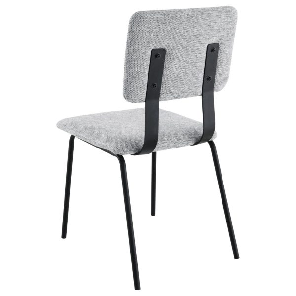 Kelli Dining Chair Set of 2, Gray Fabric Foam Cushions, Black Metal Online - Image 3