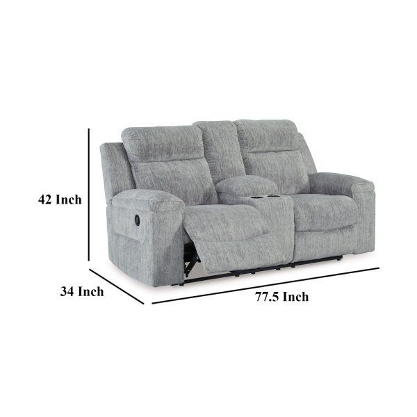Ashley Benson Manual Double Reclining Loveseat | Gray Polyester | 78  For Discount - Image 5