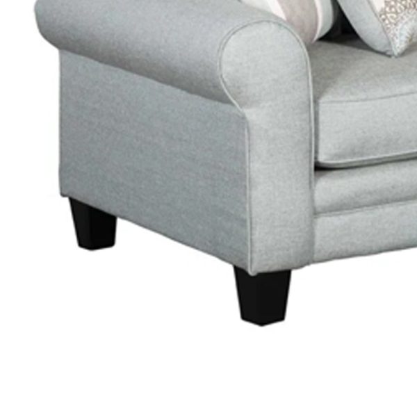 Tyea 2pc Sofa and Loveseat Set w 8 Accent Pillows, Blue Gray Fabric Cheap - Image 4